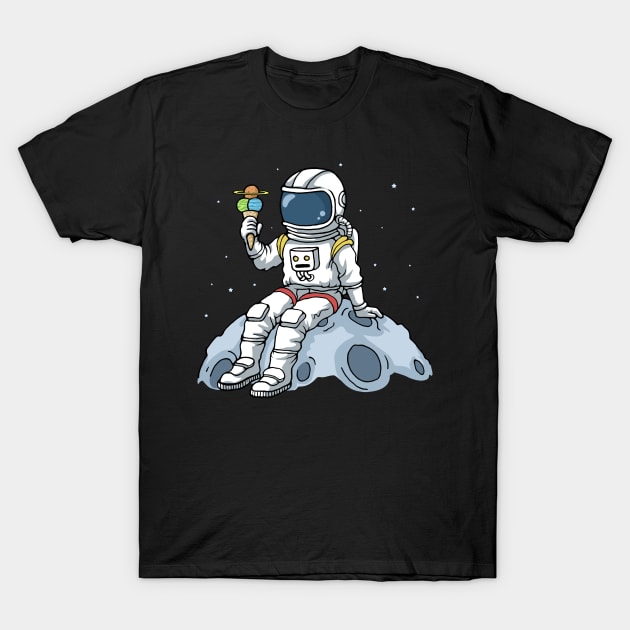 Astronaut Gifts Kids Moon Landing Ice Cream Space Spaceship T-Shirt by PomegranatePower